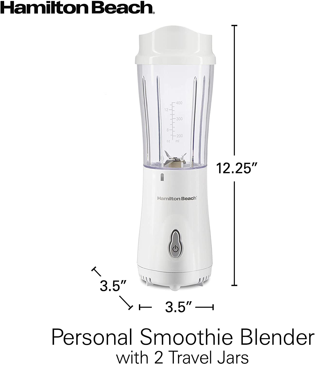 51102V Shakes and Smoothies with Bpa-Free Size: 14 Oz. Personal Blender, 2 Jars-White