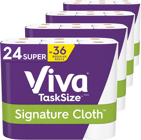 Signature Cloth Paper Towels, Task Size - 24 Super Rolls (4 Packs of 6 Rolls) = 36 Regular Rolls (81 Sheets per Roll)