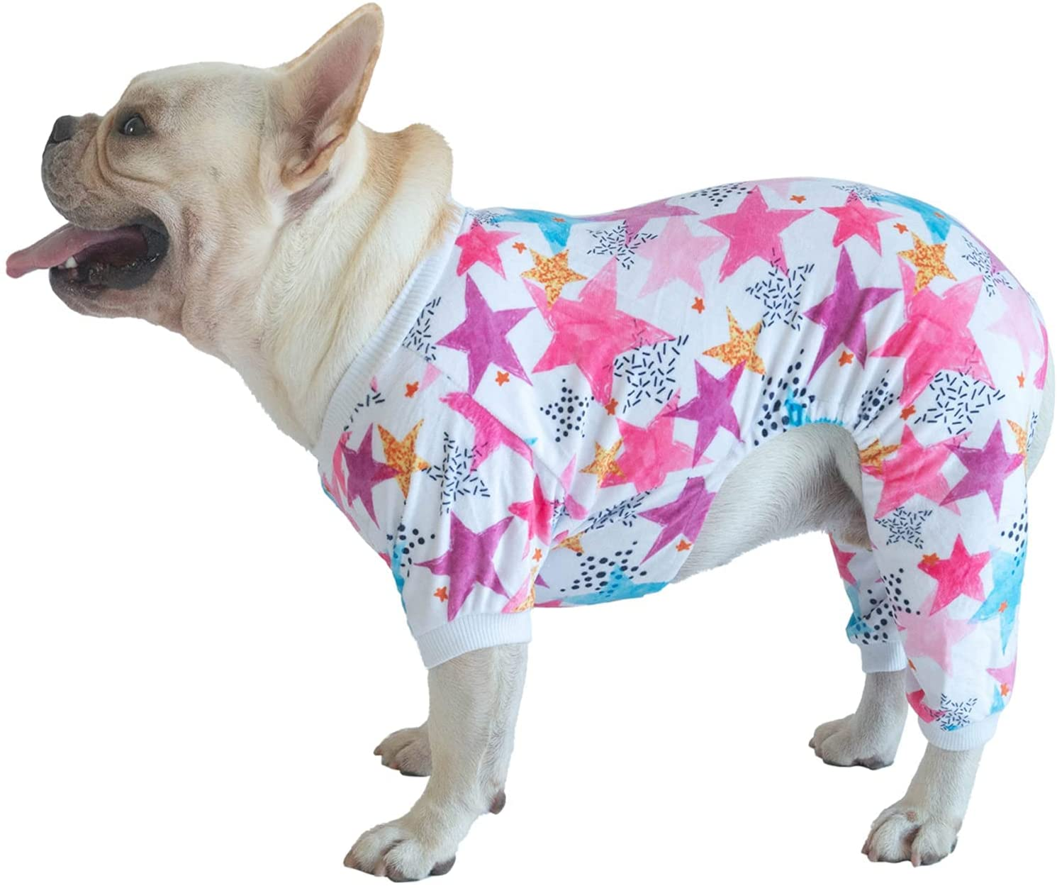 Cutebone Soft Dog Pajamas Gradient Footprint Doggy Shirts for Small Puppies P09S