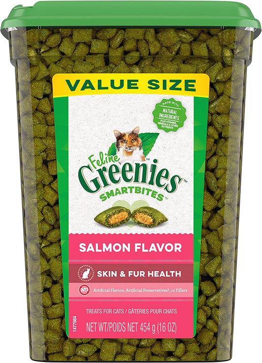 Greenies Feline SMARTBITES Healthy Skin and Fur, Chicken and Salmon Flavors, All Bag Sizes