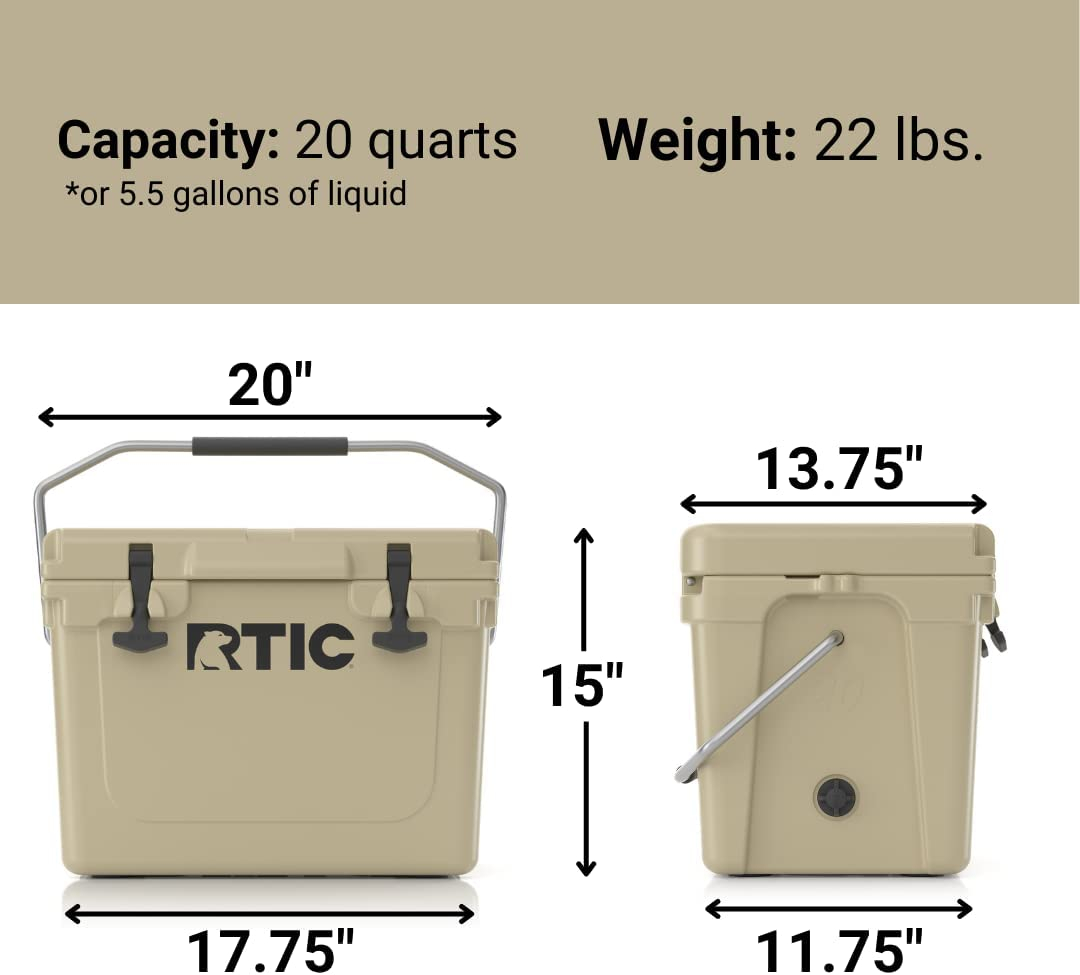 Hard Cooler, Ice Chest with Heavy Duty Rubber Latches, 3 Inch Insulated Walls Keeping Ice Cold for Days, Great for the Beach, Boat, Fishing, Barbecue or Camping