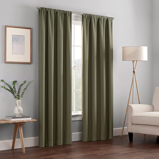 Kendall Modern Blackout Thermal Rod Pocket Window Curtain for Bedroom or Living Room (1 Panel), 42" X 54", Artichoke