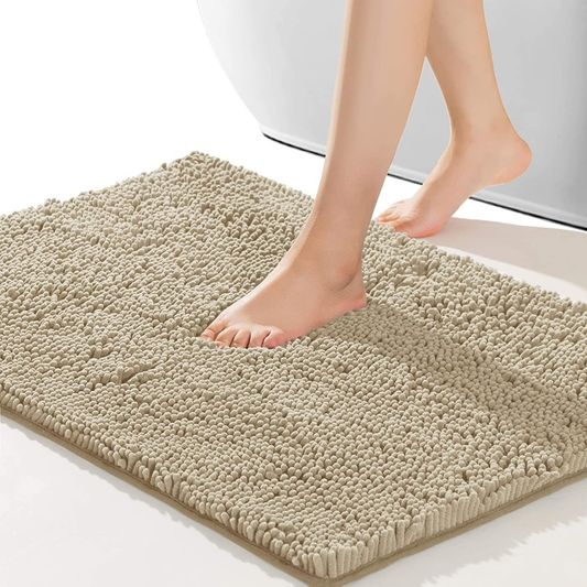  Bathroom Rug,Non-Slip Bath Mat,Soft Cozy Shaggy Durable Thick Bath Rugs for Bathroom,Easier to Dry, Plush Rugs for Bathtubs,Water Absorbent Rain Showers and under the Sink (Beige, 17"×24")