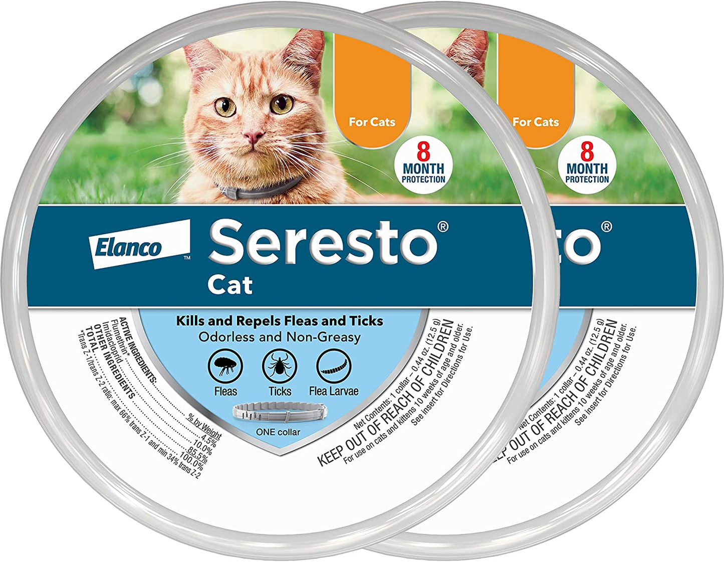 Seresto Flea and Tick Collar for Cats, 8-Month Flea and Tick Collar for Cats