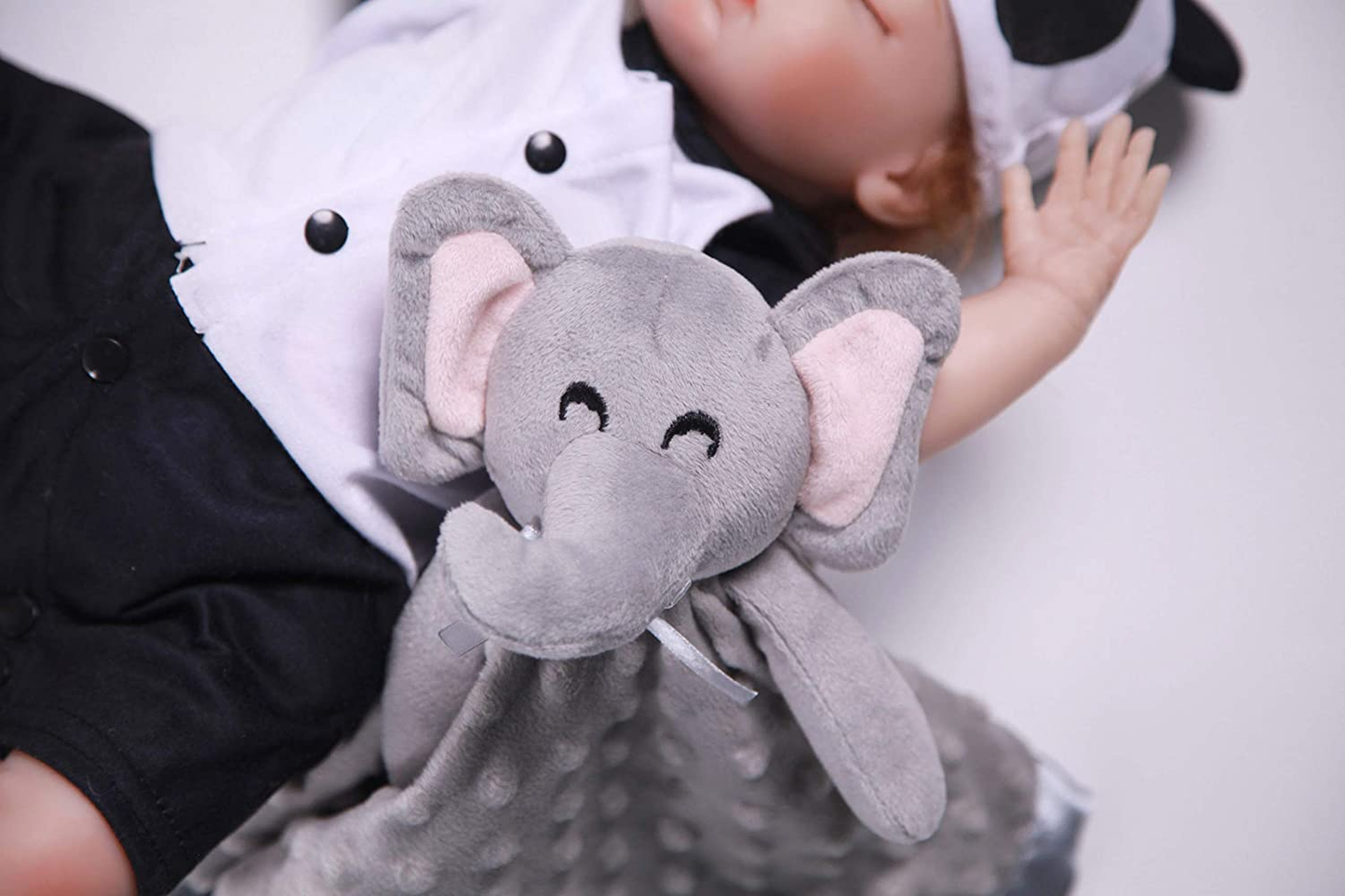  Elephant Security Blanket Soft Baby Lovey Unisex Lovie Baby Gifts for Newborn Boys and Girls Baby Snuggle Toy Baby Elephant Stuffed Animal Grey 16 Inch