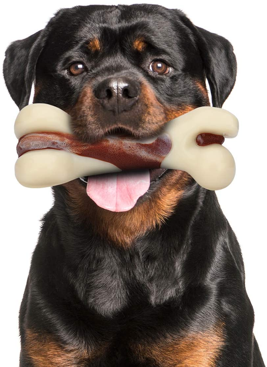 Indestructible Dog Chew Toys for Aggressive Chewers, Tikaton Real Beef Flavor Durable Dog Teething Chew Toys Bones for Large / Medium / Small Puppies