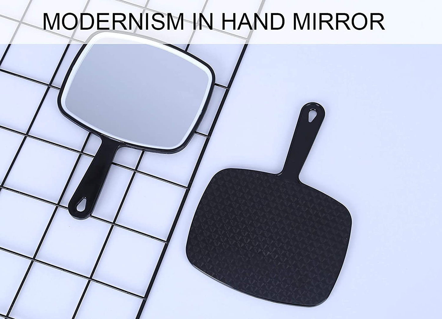 Hand Mirror, Black Handheld Mirror with Handle, 6.3" W X 9.6" L