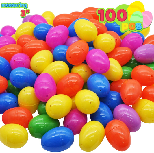JOYIN 100 Set 3" Colorful Easter Eggs for Filling Specific Treats, Easter Theme Party Favor, Easter Eggs Hunt, Basket Stuffers Filler, Classroom Prize Supplies