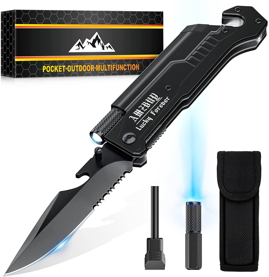 Father'S Day Gifts for Dad from Daughter Son, 7-In-1 Pocket Multitool Knife Cool Gadgets Birthday for Men Women Him Husband Who Have Everything Wants Nothing, Tactical Survival EDC Camping Accessories