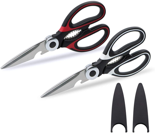 Heavy Duty Kitchen Scissors, Kitchen Shears Multipurpose Stainless Steel Sharp Cooking Scissors for Kitchen, Chicken, Poultry, Fish, Meat, Herbs (2Pack)