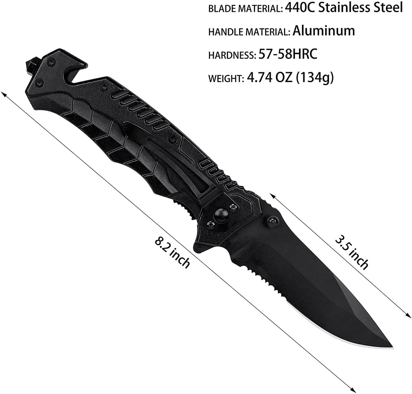 Folding Pocket Knife with Clip,Tactical Assisted Camping Knife, Multitool Military Outdoor Survival Knife Emergency EDC Knife for Men Camping Hiking Hunting Outdoor Survival Daily Use