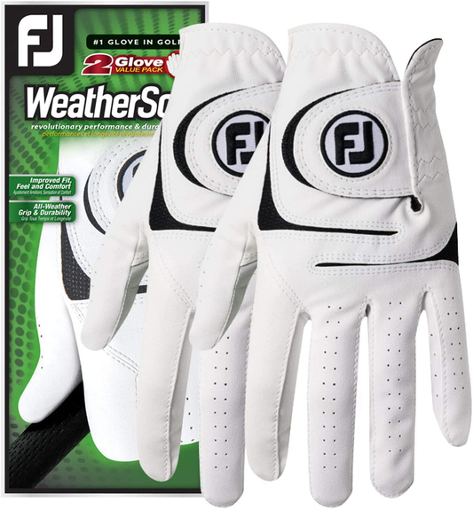 Men'S Weathersof Golf Gloves, Pack of 2 (White)