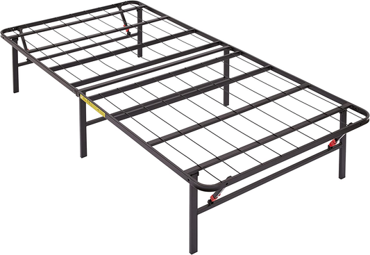 Foldable, 14" Black Metal Platform Bed Frame with Tool-Free Assembly, No Box Spring Needed - Twin