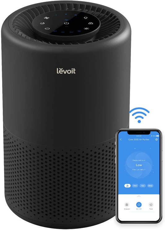 Air Purifiers for Home Large Room, Smart Wifi Alexa Control, H13 True HEPA Filter for Allergies, Pets, Smoke, Dust, Pollen, Ozone Free, 24Db Quiet Cleaner for Bedroom, Core 200S, Black,1 Pack
