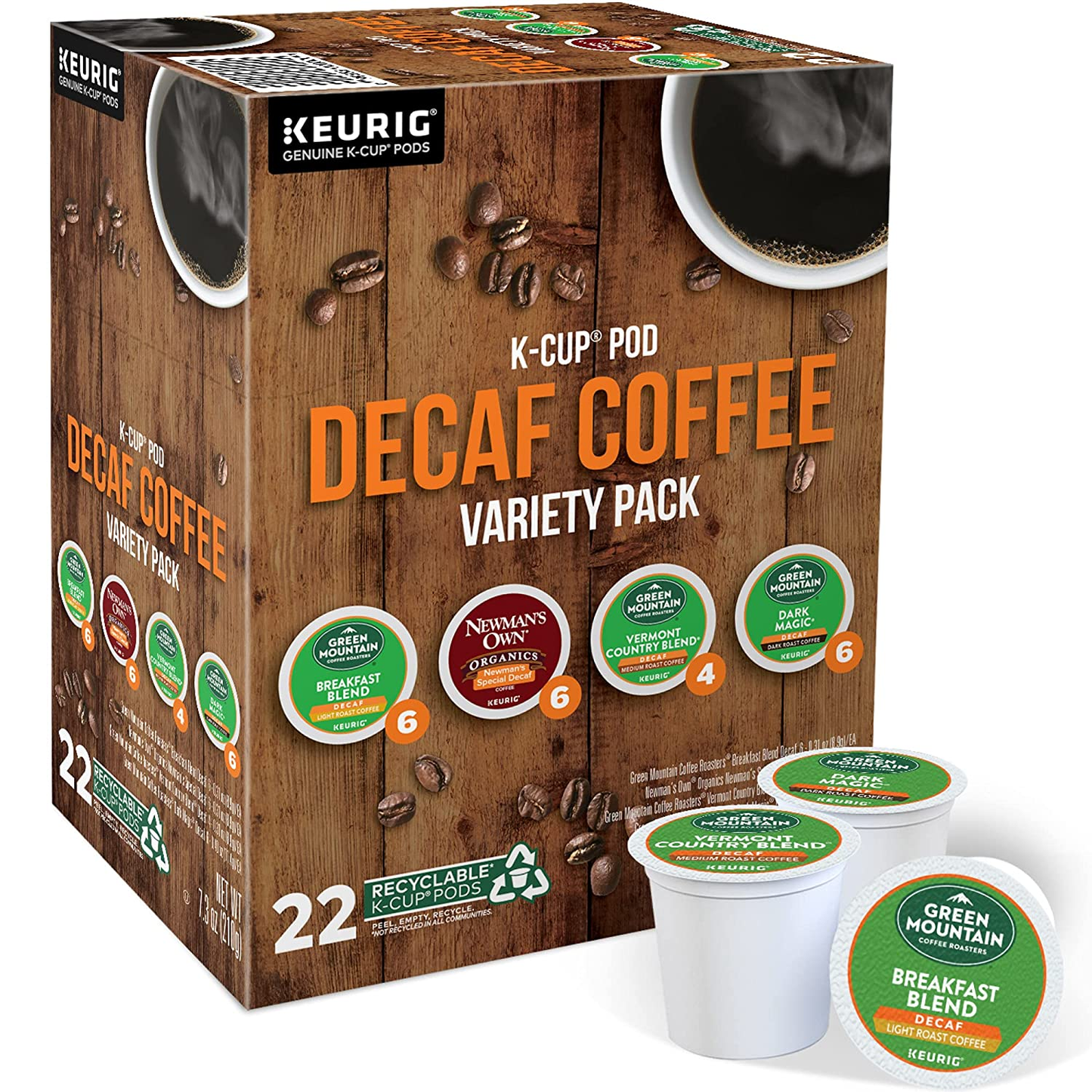 Green Mountain Coffee Roasters Decaf Coffee Variety Pack, Single-Serve  K-Cup Pods, 22 Count