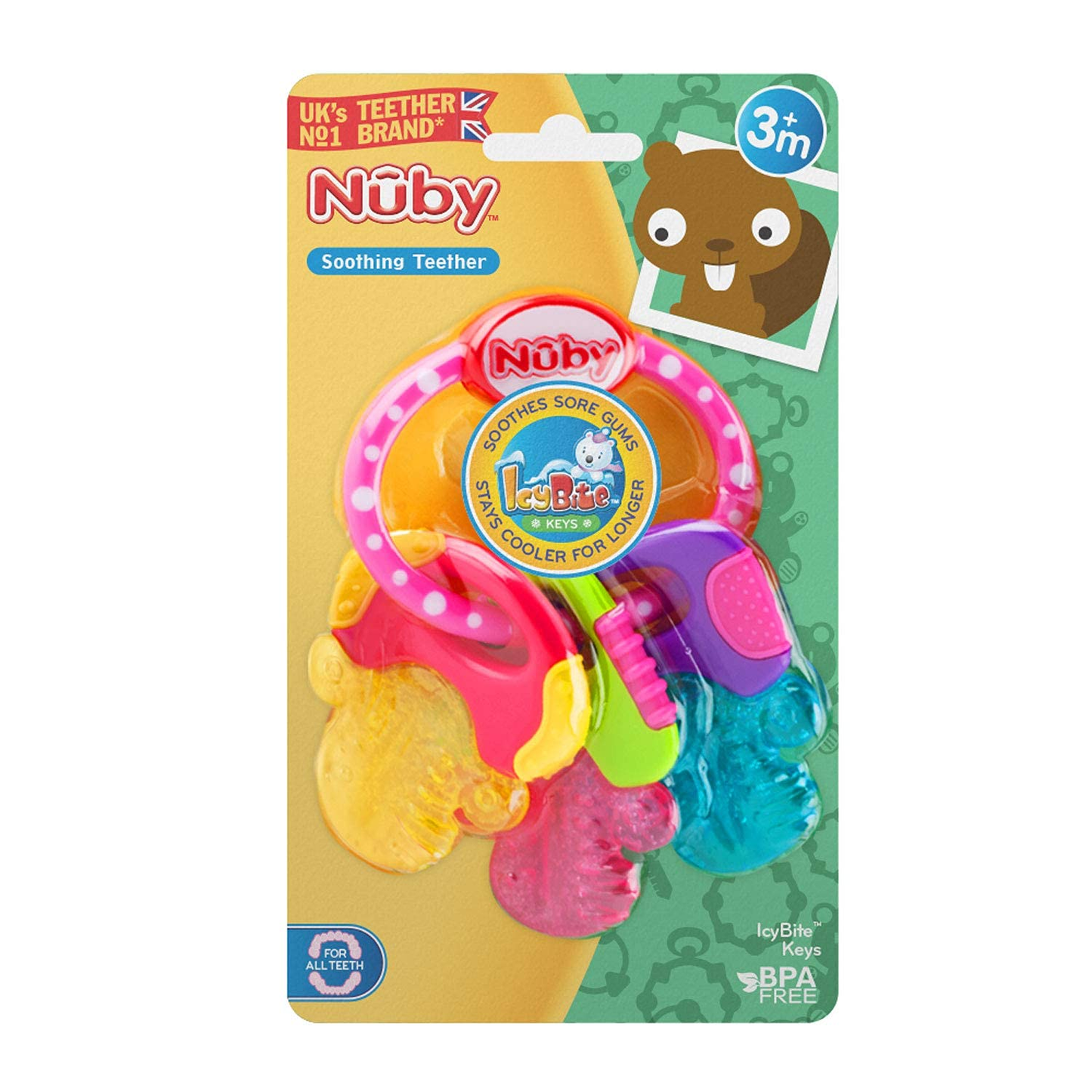 Nuby Ice Gel Teether Keys, 1 Pack Pink (567)