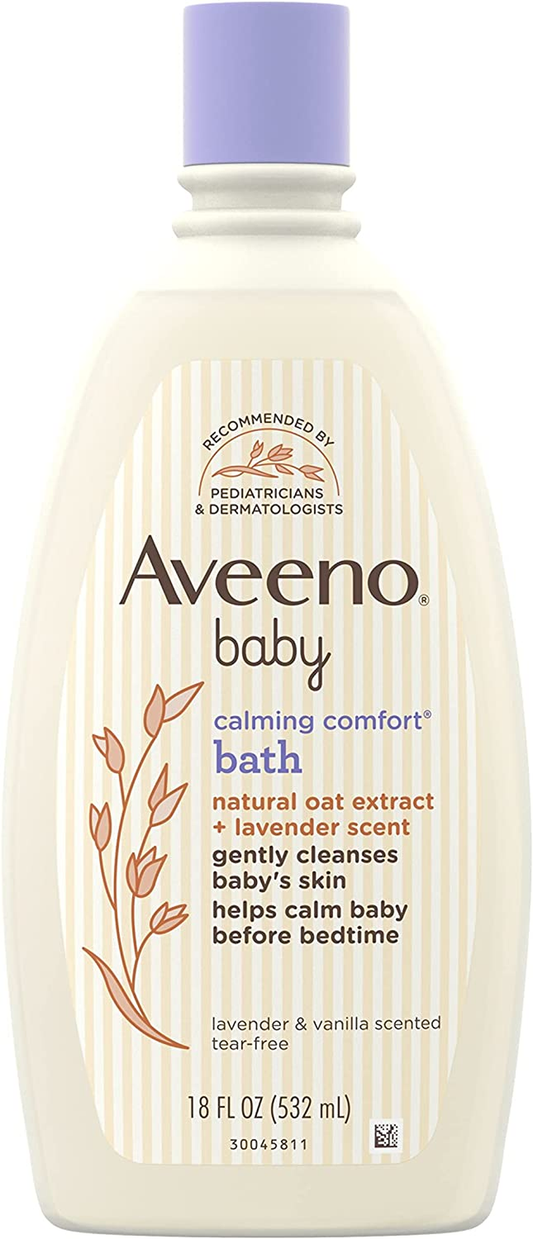 Calming Comfort Bath with Relaxing Lavender & Vanilla Scents, Hypoallergenic & Tear-Free Formula, Paraben- & Phthalate-Free, 18 Fl Oz (Pack of 1)