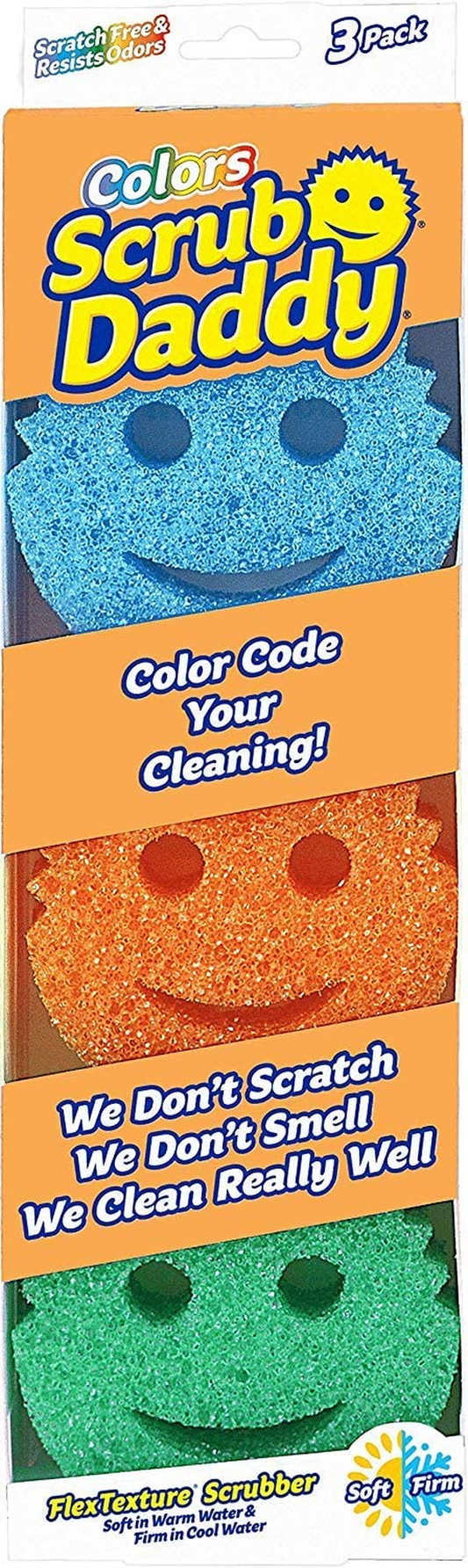Sponge Set - Colors - Scratch-Free Sponges for Dishes and Home, Odor Resistant, Soft in Warm Water, Firm in Cold, Deep Cleaning, Dishwasher Safe, Multi-Use, Functional, Ergonomic, 3Ct