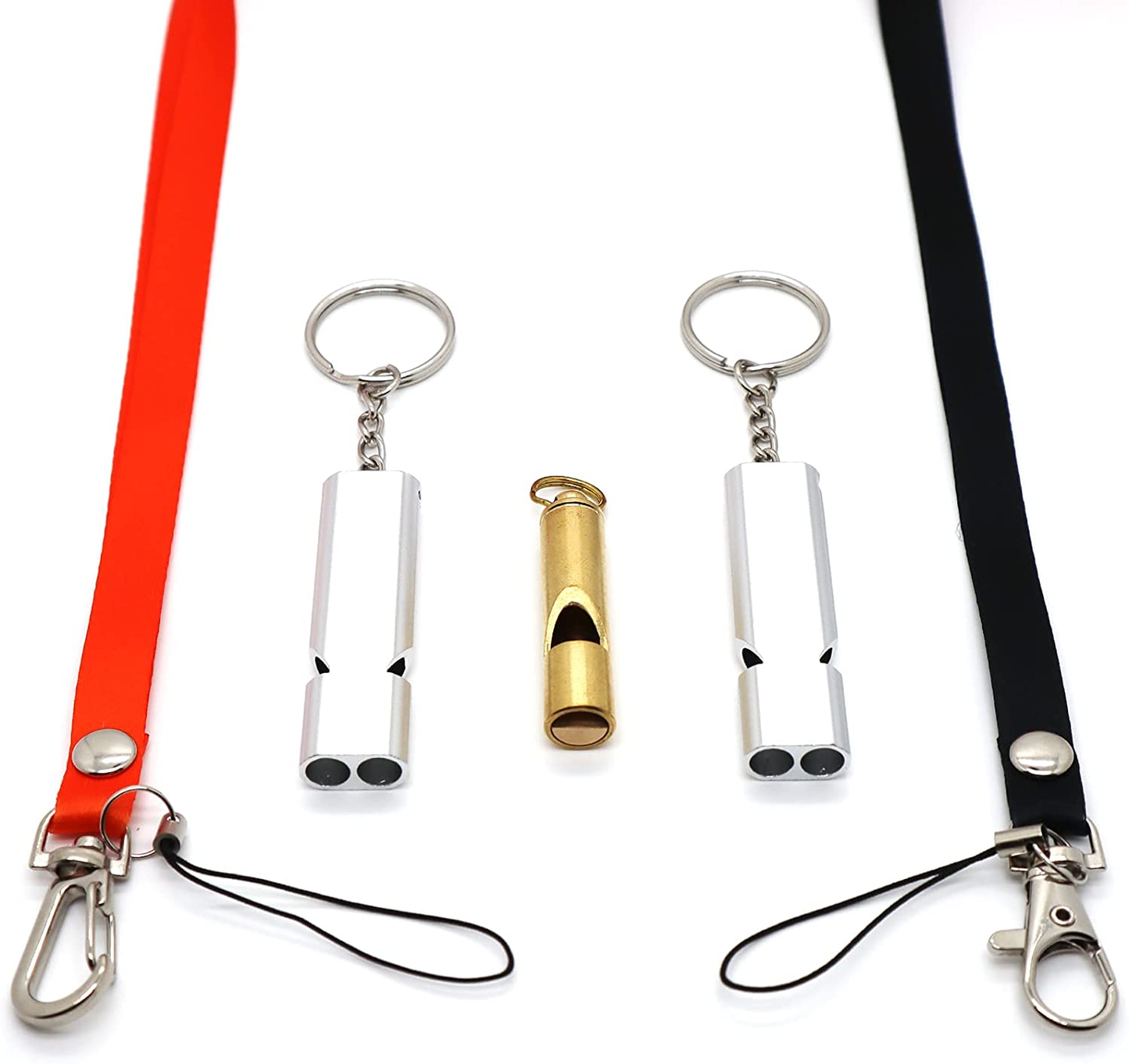 Whistles with Lanyard Emergency Whistle Brass Aluminum Loud Alarm for Safety Camping Hiking Hunting Fishing Dog Training Coach Referee Police Women Elder