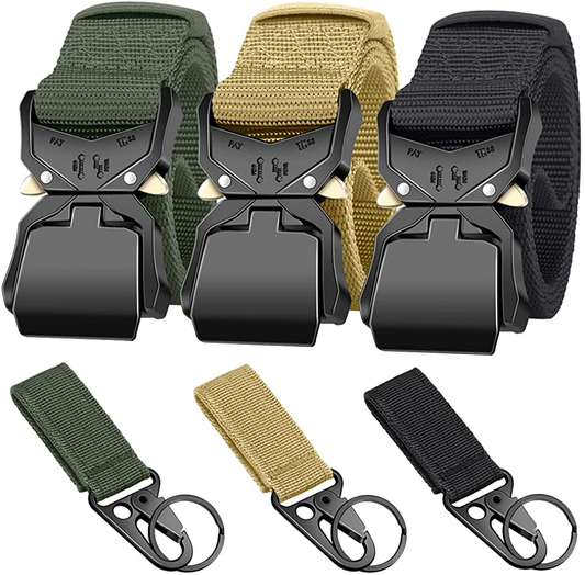 Ginwee 3-Pack Tactical Belt,Military Style Belt, Riggers Belts for Men, Heavy-Duty Quick-Release Aluminum Alloy Buckle with Extra MOLLE Hook