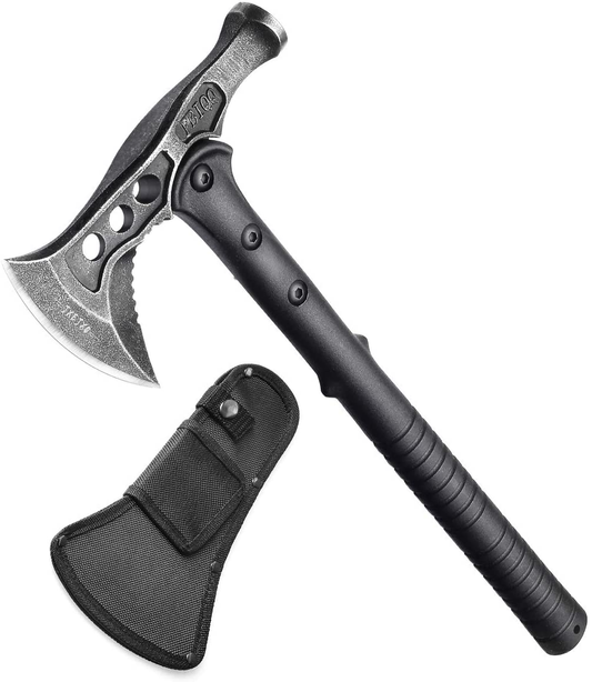 JXE JXO Camping Axe, Survival Hatchet with Sheath, Throwing Tactical Tomahawk with Hammer, Nylon Fiber Handle for Outdoor Survival Hiking Camping