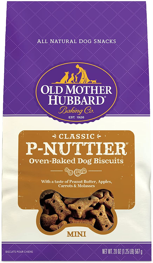 Old Mother Hubbard Classic P-Nuttier Biscuits Baked Dog Treats, Mini, 20 Ounce Bag