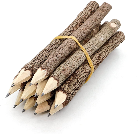  Pencil Wood Favors of Graphite Wooden Tree Rustic Twig Pencils Unique Birch of 12 Camping Lumberjack Decorations Party Supplies Novelty Gifts as a Natural Pencil Gifts for Kids in Classroom