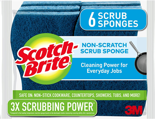 Scotch-Brite Non-Scratch Scrub Sponges, for Washing Dishes and Cleaning Kitchen, 6 Scrub Sponges