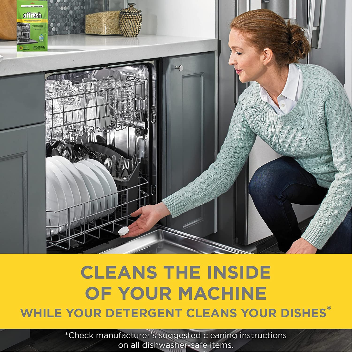 Dishwasher Cleaner, Helps Remove Limescale and Odor-Causing Residue, 6 Tablets