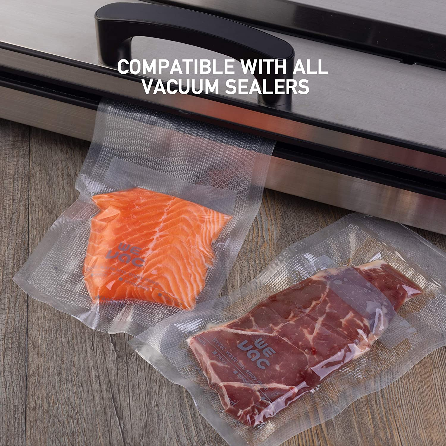 Vacuum Sealer Bags 8X50 Rolls 2 Pack for Food Saver, Seal a Meal, Weston. Commercial Grade, BPA Free, Heavy Duty, Great for Vac Storage, Meal Prep or Sous Vide