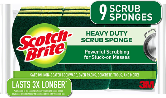 Heavy Duty Scrub Sponges, for Washing Dishes and Cleaning Kitchen, 9 Scrub Sponges