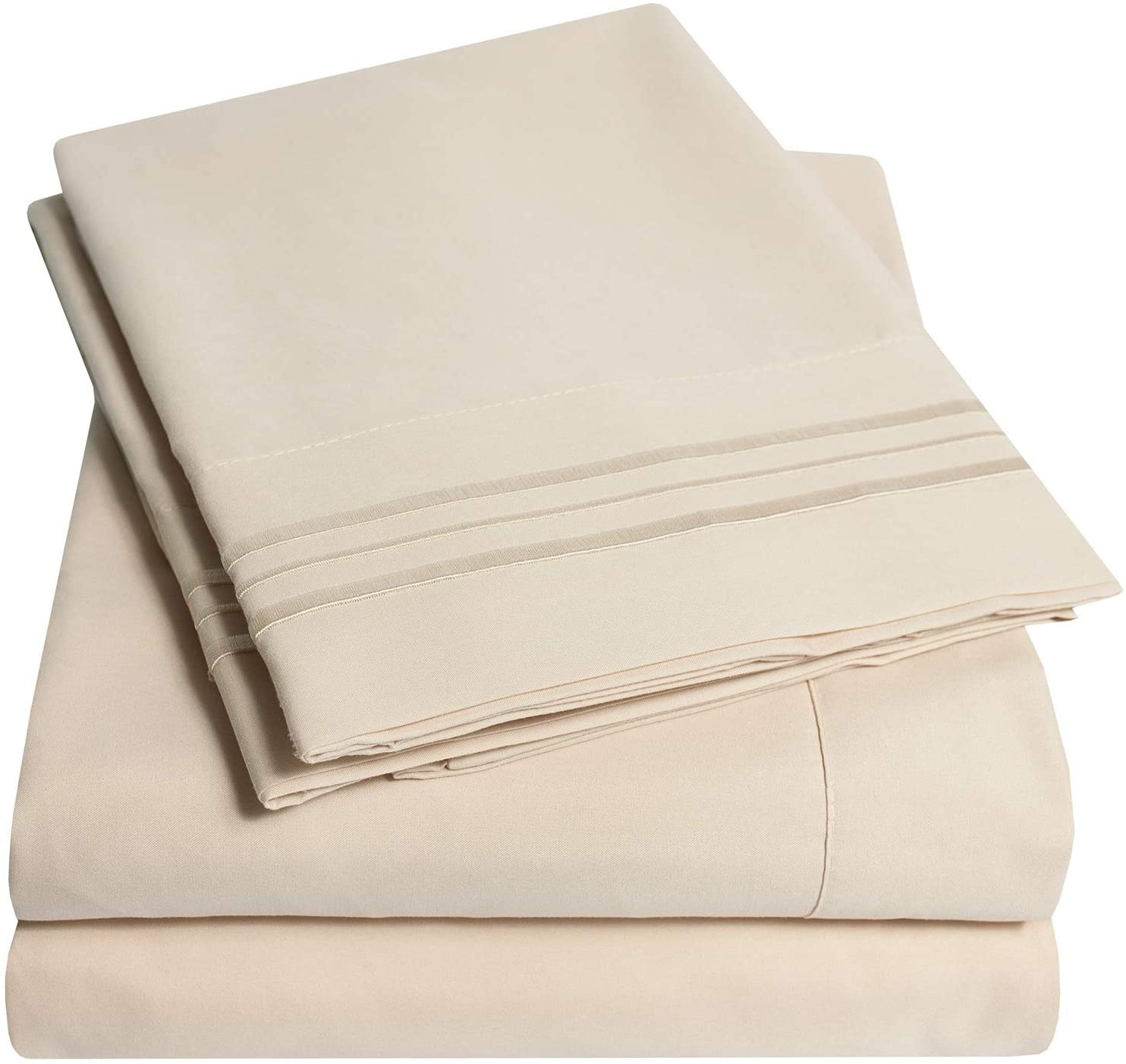 1500 Supreme Collection Extra Deep Pocket Sheets Set - Luxury Soft Bed Sheets, Wrinkle Free, Hypoallergenic Bedding, over 40 Colors, 21 Inch Extra Deep Pocket, Twin, Beige