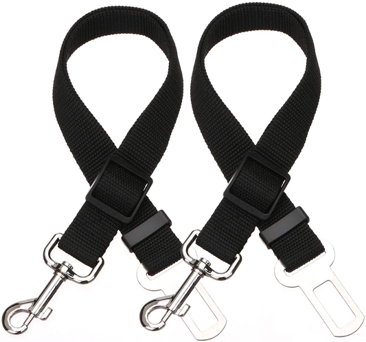 2 Packs Adjustable Length Pet Dog Cat Car Seat Belt Pet Seat Belt Pet Accessories for Dogs Cats and Pets (Black)