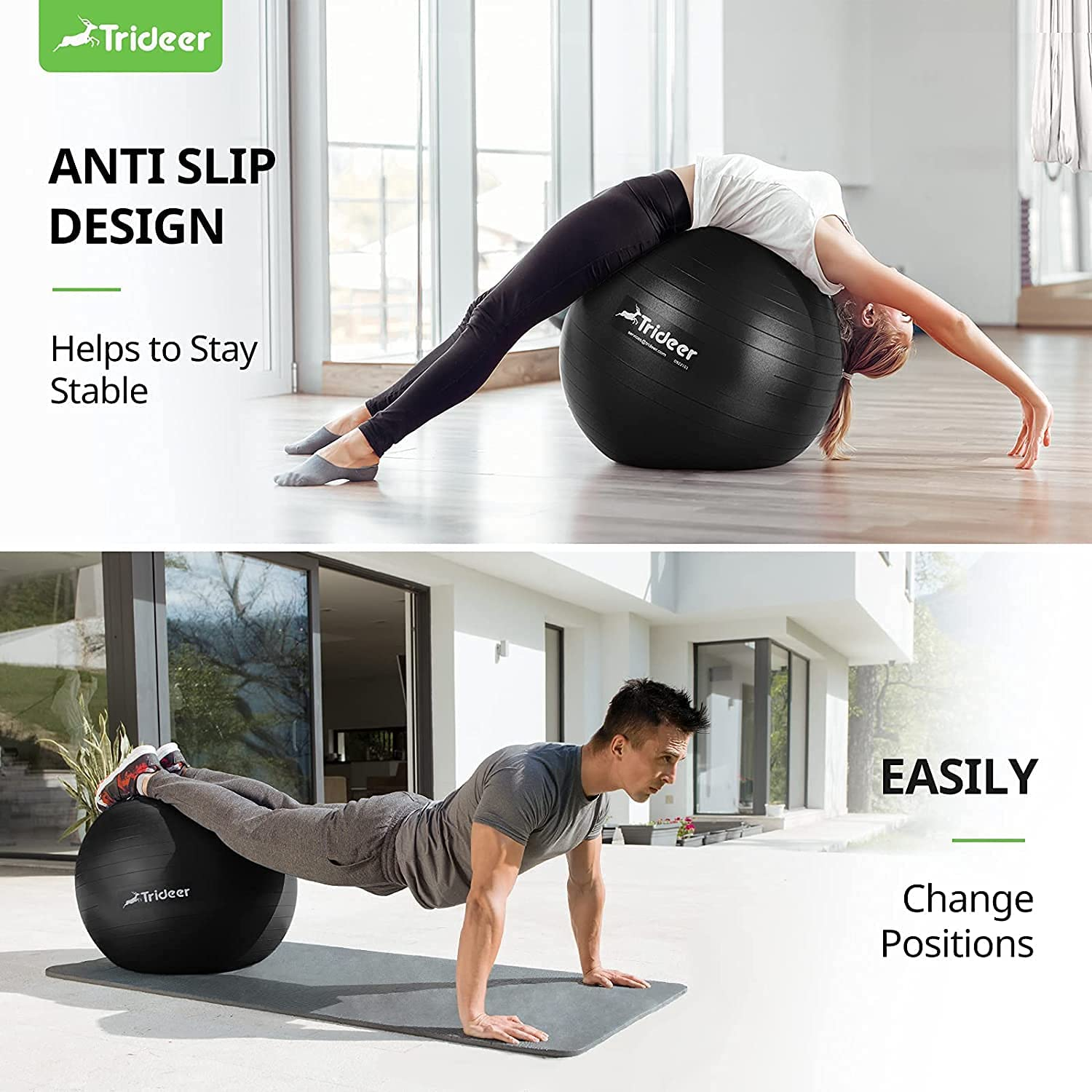 Yoga Ball Exercise Ball, 5 Sizes Ball Chair, Heavy Duty Swiss Ball for Balance, Stability, Pregnancy and Physical Therapy, Quick Pump Included
