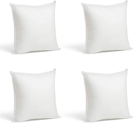 Throw Pillows Insert Set of 4-12 X 12 Insert for Decorative Pillow Covers - Made in USA - Bed and Couch Pillows