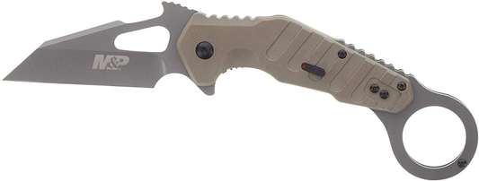 Smith & Wesson M&P Extreme Ops 7.8In S.S. Karambit Folding Knife with 3In Modified Tanto Blade with G10 Handle for Outdoor, Tactical, Survival and EDC