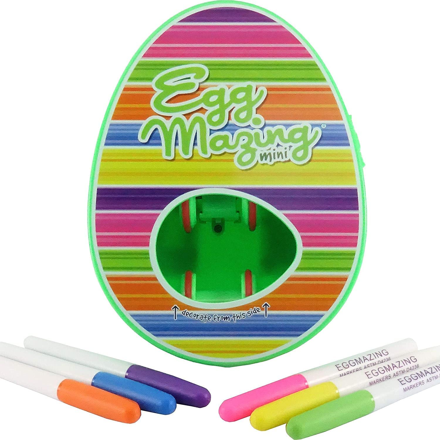 The Eggmazing Easter Egg Mini Decorator Kit Arts and Crafts Set - Includes Egg Decorating Spinner and 6 Markers