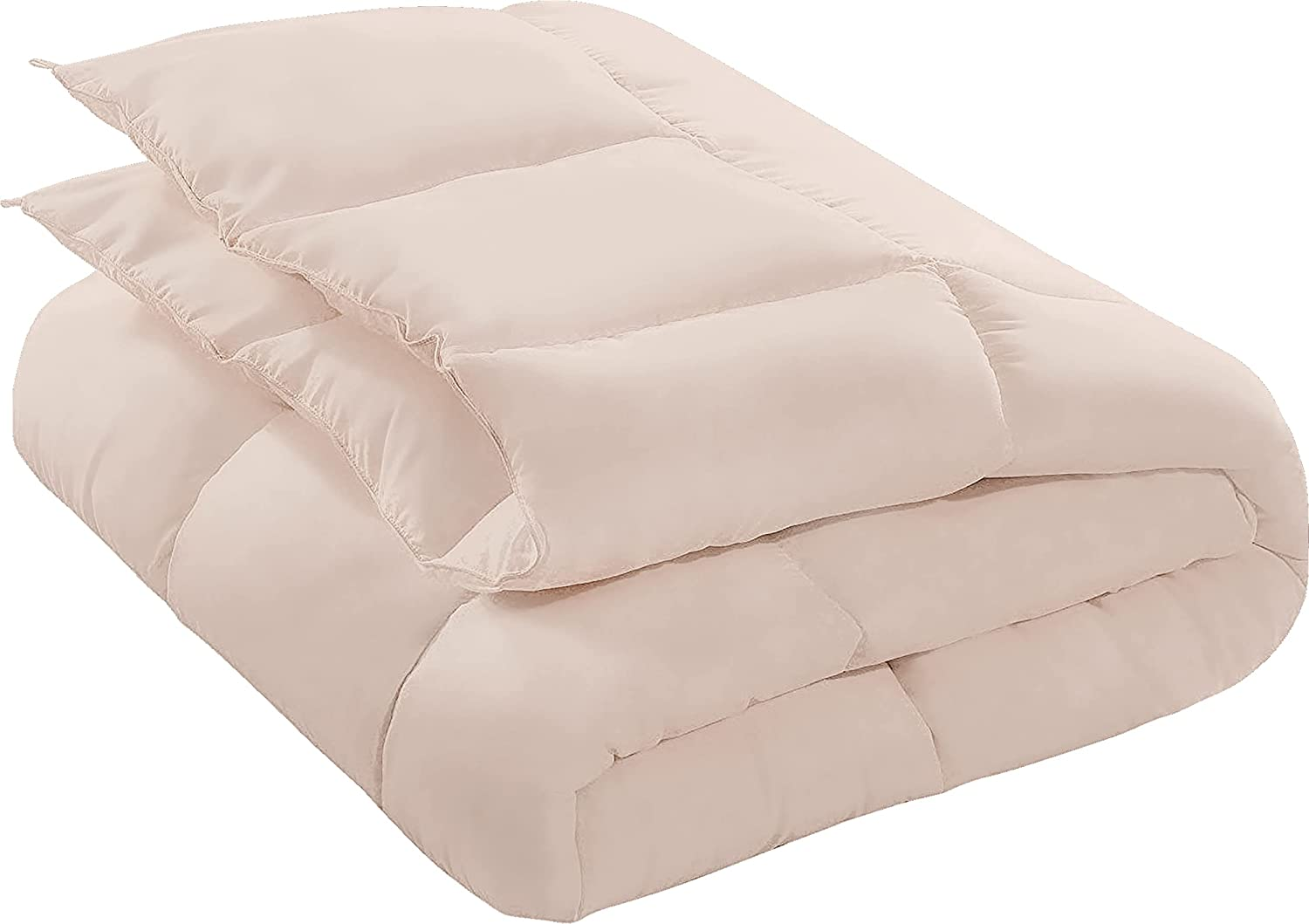  All Season 250 GSM Comforter - Soft down Alternative Comforter - Plush Siliconized Fiberfill Duvet Insert - Box Stitched (King/Cal King, Beige)