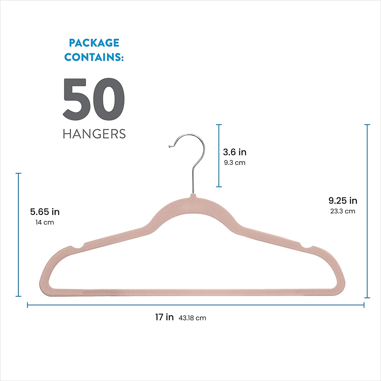 Nonslip Velvet Hangers, Suit Hangers (50 Pack) Ultrathin Space-Saving 360 Degree Swivel Hook Strong and Durable Clothes Hangers Hold Up-To 10 Lbs, for Coats Jackets, Pants (Blush / Light Pink)