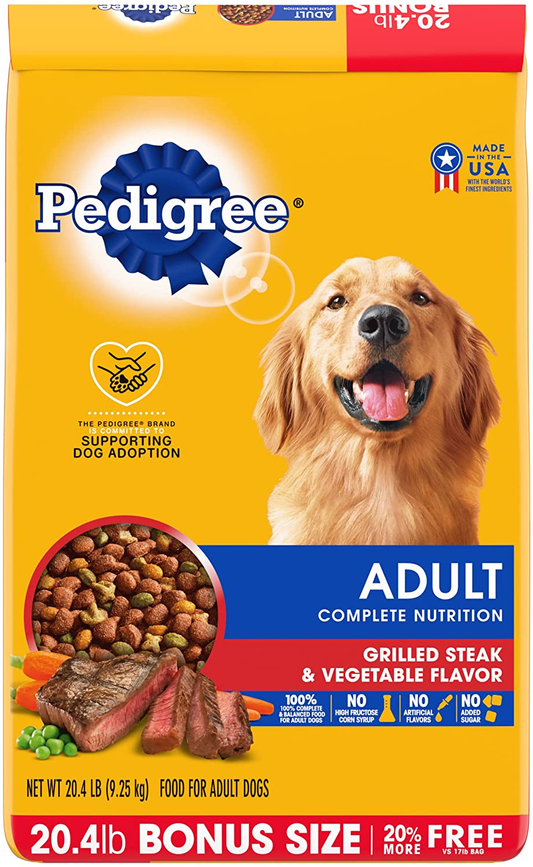 Pedigree Adult Dry Dog Food, Steak & Vegetable, All Bag Sizes