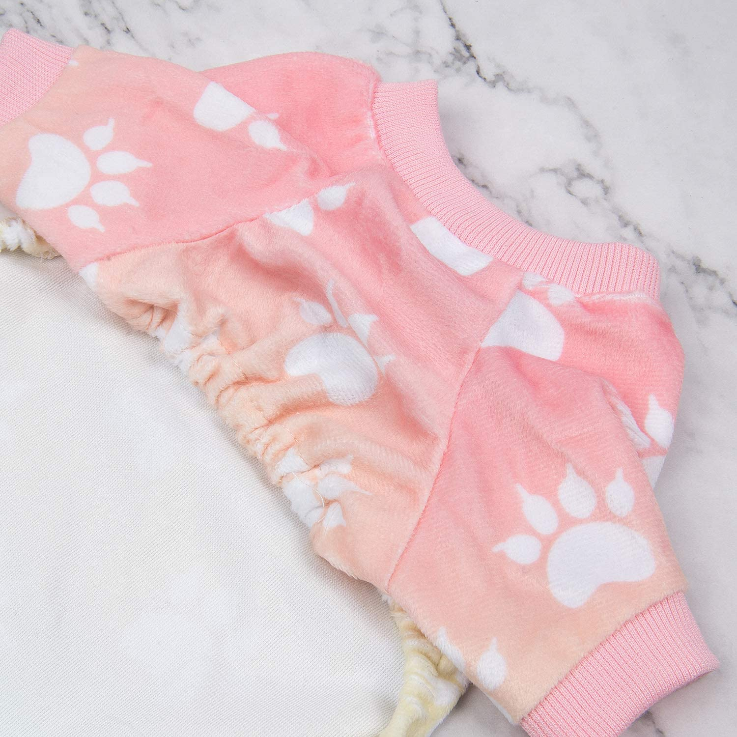 Cutebone Soft Dog Pajamas Gradient Footprint Doggy Shirts for Small Puppies P09S