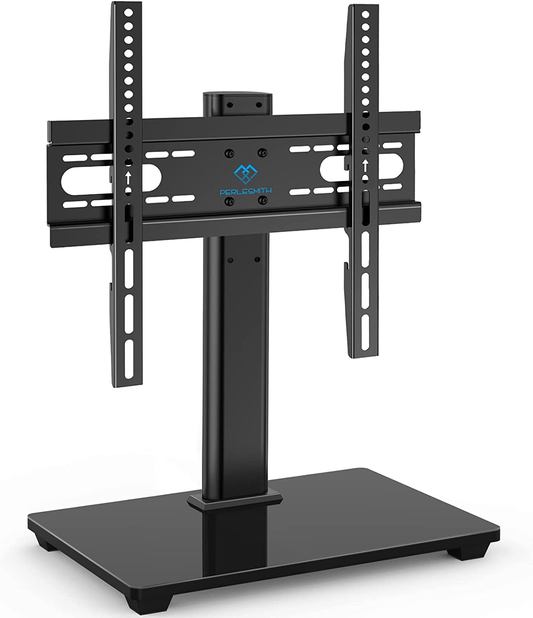 Universal TV Stand - Table Top TV Stand for 37-55 Inch LCD LED Tvs - Height Adjustable TV Base Stand with Tempered Glass Base & Wire Management, VESA 400X400Mm