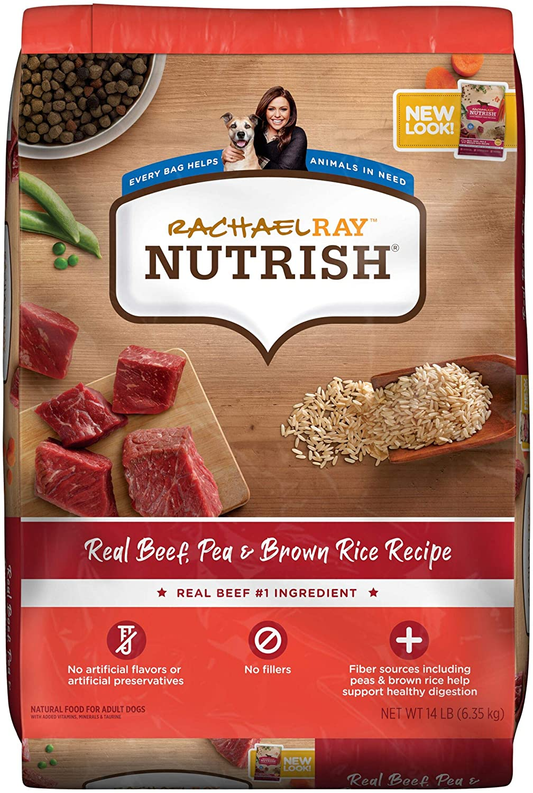 Rachael Ray Nutrish Premium Natural Dry Dog Food, Real Beef, Pea & Brown Rice Recipe, 14 Pounds