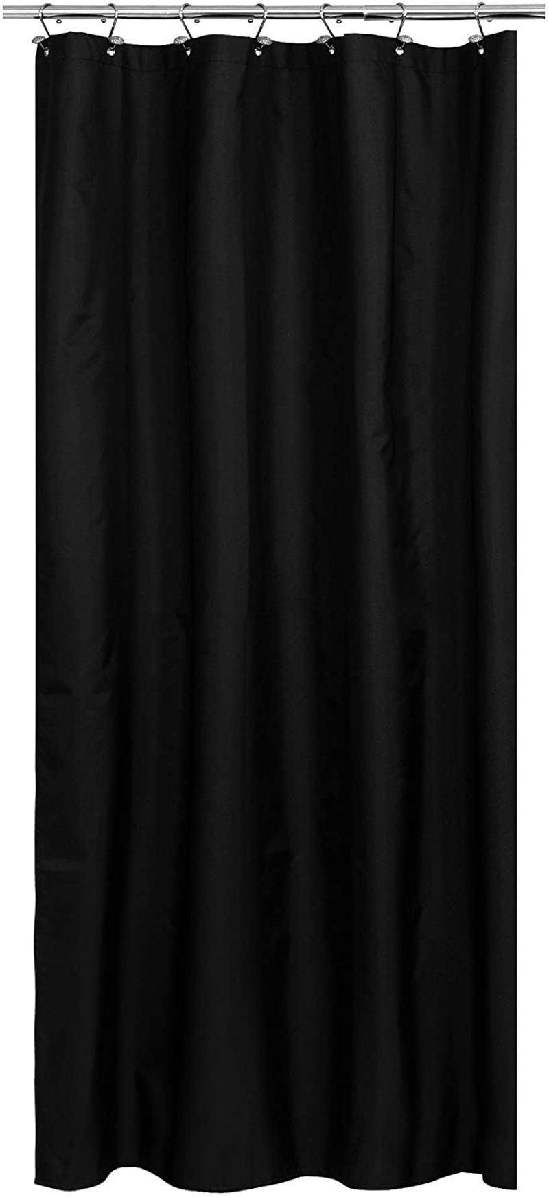  Fabric Shower Stall Curtain or Liner 36 X 72 Inches - Hotel Quality, Machine Washable, Water Repellent - Black, 36X72