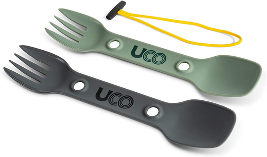 Utility Spork 3-In-1 Combo Spoon-Fork-Knife Utensil, 2-Pack, Gold/Sky Blue