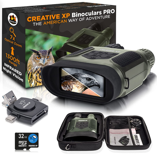 CREATIVE XP Night Vision Goggles - Elite Pro - Digital Military Binoculars W/Infrared Lens, Tactical Gear for Hunting & Security, Green