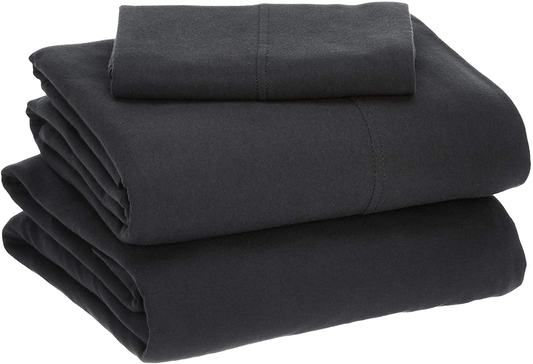 Cotton Jersey Bed Sheet Set - Twin, Black