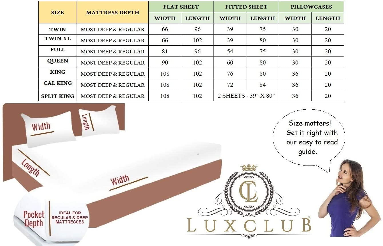 Luxclub 4 PC Sheet Set Bamboo Sheets Deep Pockets 18" Eco Friendly Wrinkle Free Sheets Machine Washable Hotel Bedding Silky Soft - Aqua Twin