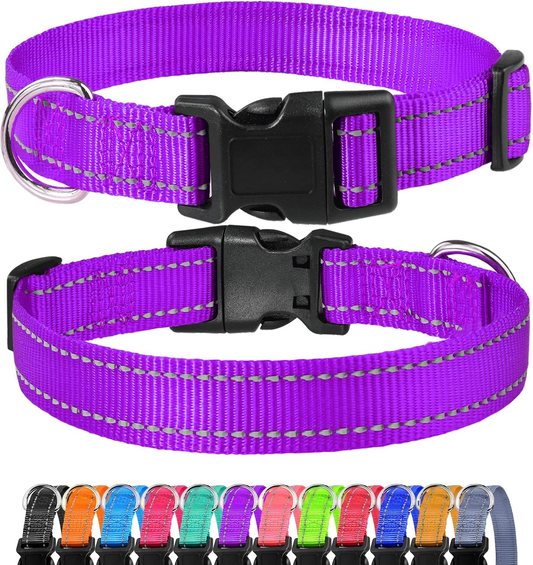 Reflective Dog Collar, Sturdy Nylon Collars for Puppy Extra Small Small Medium Large Girl and Boy Dogs, Adjustable Dog Collar with Quick Release Buckle,18 Colors and 4 Sizes