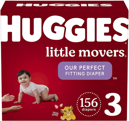Baby Diapers Size 3 (16-28 Lbs), 156 Ct,  Little Movers